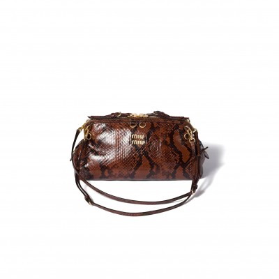 MIU MIU CAPRICE PYTHON-PRINT AYERS LEATHER CLUTCH 5BF130 (28*14.5*10cm)